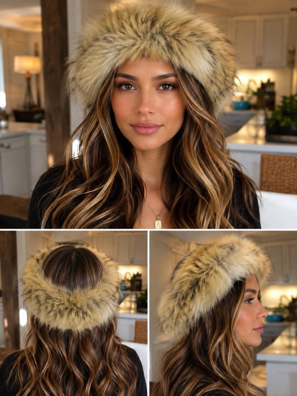 Donna Salyers Fabulous Furs Arctic Fox Faux Fur Halo Headband Ear Warmer NWT